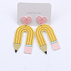 Heart & Pencil Acrylic Stud Dangle Earrings FS-WG3499D-07-1
