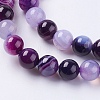 Round Dyed Natural Striped Agate/Banded Agate Beads Strands G-G582-8mm-05-3