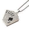 Alloy Full Crystal Rhinestone Playing Cards Pendant Necklaces NJEW-R001-01P-02-2