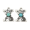Synthetic Turquoise & Alloy Pendants PALLOY-H146-01AS-X-1