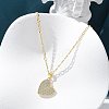 Brass Micro Pave Clear Cubic Zirconia Heart Pendant Necklaces for Women NJEW-M088-01G-01-4