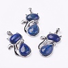 Natural Lapis Lazuli Kitten Pendants G-G713-B14-1