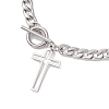 2Pcs 2 Sizes 304 Stainless Steel Cuban Link Chain Cross Charm Bracelet Sets for Women Men BJEW-JB12444-4
