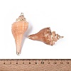 Electroplate Natural Sea Shell Big Pendants SSHEL-Q100-22KCG-3