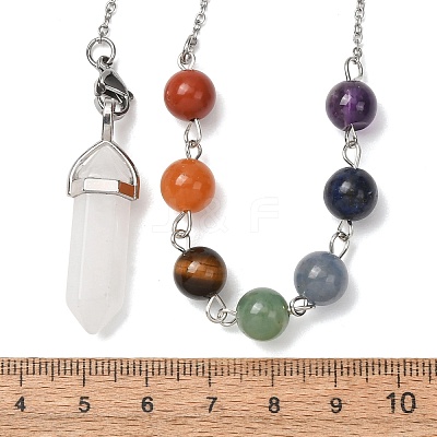 Bullet & Round Gemstone Dowsing Pendulums PALLOY-JF02034-02-1