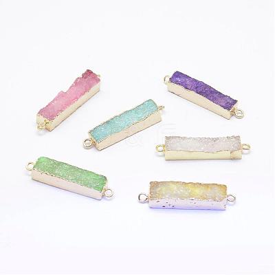 Electroplated Natural Druzy Agate Links/Connectors G-G656-02-1
