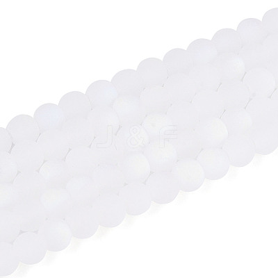 Frosted Imitation Jade Glass Beads Strands GLAA-T032-J4mm-MBB01-1