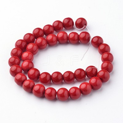 Opaque Solid Color Glass Beads Strands GLAA-D080-8mm-19-1