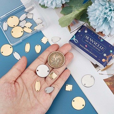 32Pcs 8 Styles Stainless Steel connector Charms STAS-SC0005-03-1