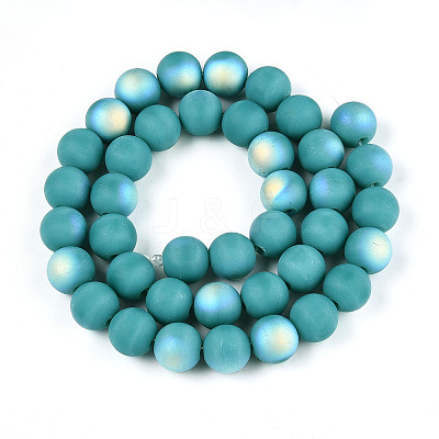 Frosted Opaque Glass Beads Strands GLAA-T032-P10mm-MBB12-1