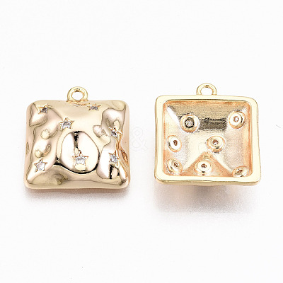 Hammered Brass Micro Pave Clear Cubic Zirconia Pendants KK-N231-214-NF-1