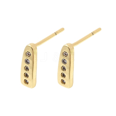 Teardrop Brass Micro Pave Clear Cubic Zirconia Stud Earrings EJEW-H180-26G-1