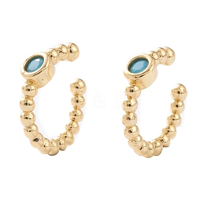 Brass Micro Pave Cubic Zirconia Cuff Earrings EJEW-H109-01A-G-1
