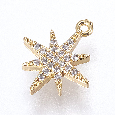 Brass Cubic Zirconia Charms X-ZIRC-G116-09G-1