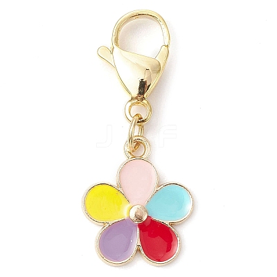 Butterfly & Flower Alloy Enamel Pendant Decoration HJEW-JM02362-1