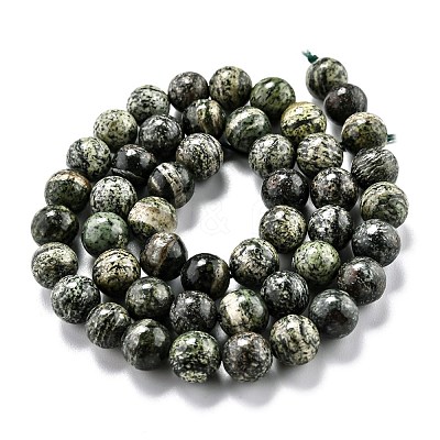 Natural Green Zebra Jasper Beads Strands G-O199-05B-1