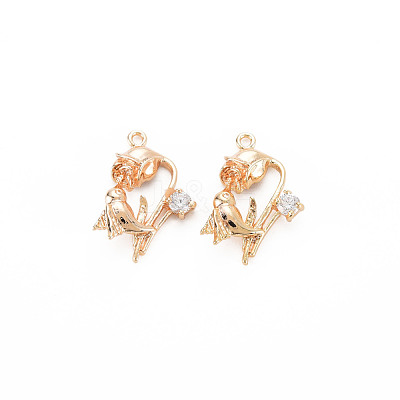 Brass Micro Pave Clear Cubic Zirconia Pendants KK-N232-294LG-1