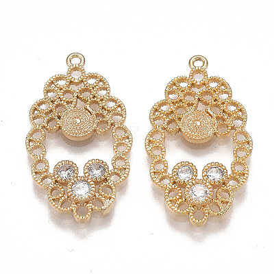 Brass Filigree Pendants KK-T038-342G-1