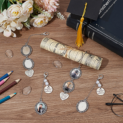 Oval Alloy Graduation Cap Pendant Decoration HJEW-UN00057-1
