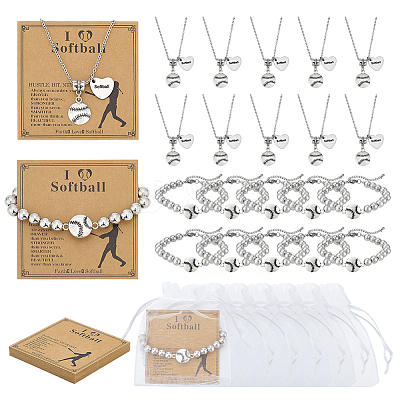 Alloy CCB Plastic Bead Baseball Link Bracelets HJEW-PH02411-1