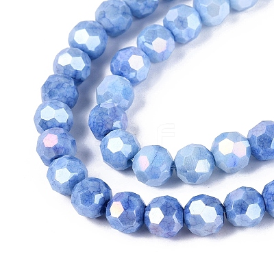 Anti-Tarnish Electroplate Glass Beads Strands EGLA-ZX010-8mm-09-1