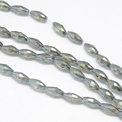 Electroplate Crystal Glass Rice Beads Strands EGLA-F042-A10-1