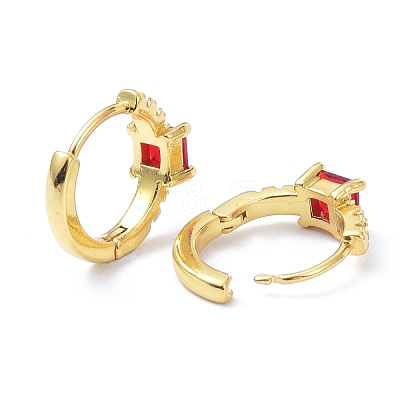 Brass Inlaid Cubic Zirconia Hoop Earrings ZIRC-P090-16G-B-1