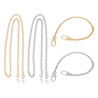 4Pcs 4 Style Iron Cable & Curb Chain Bag Handles FIND-WR0002-08-1
