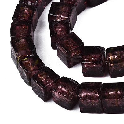 Handmade Silver Foil Lampwork Beads FOIL-N004-01A-10-1
