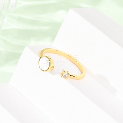 Brass Micro Pave Cubic Zirconia Cuff Rings for Women RJEW-K309-39E-G-1