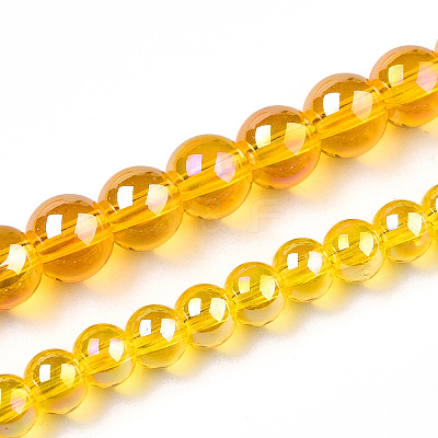 Electroplate Transparent Glass Beads Strands GLAA-T032-T6mm-AB11-1