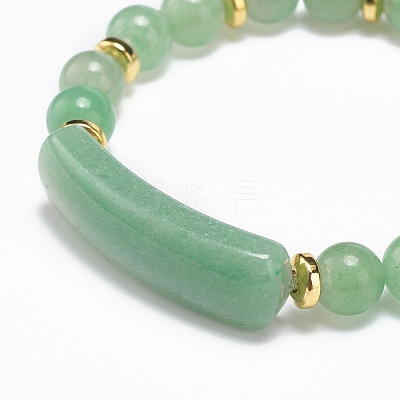 Natural Green Aventurine Rectangle Beaded Stretch Bracelet BJEW-JB08982-01-1
