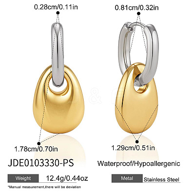 304 Stainless Steel Hoop Dangle Earrings for Women WG157E2-01-1
