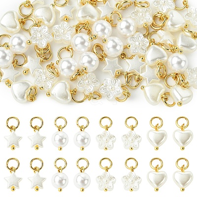 40Pcs 4 Styles Plastic Imitation Pearl Pendants PALLOY-YW00192-1