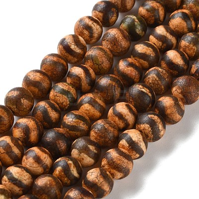Dyed & Heated Tibetan Style dZi Beads Strands G-P564-A01-01A-1
