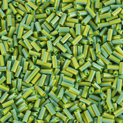 Opaque Colours Two Tone Seed Glass Bugle Beads SEED-T006-02A-02-1