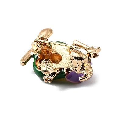 Golden Alloy Enamel Brooch LS-JEWB-K018-32A-G-1