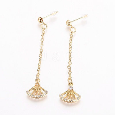 Brass Cubic Zirconia Stud Earrings EJEW-J097-F01-G-1