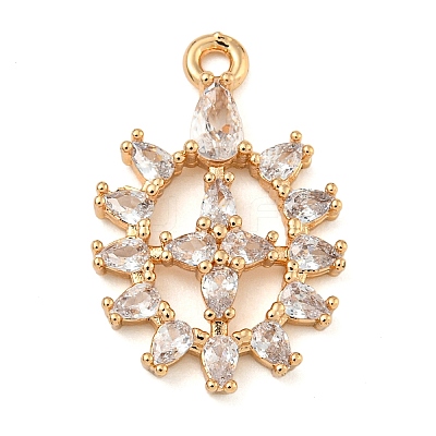 Brass Micro Pave Clear Cubic Zirconia Pendants ZIRC-U003-01G-09-1