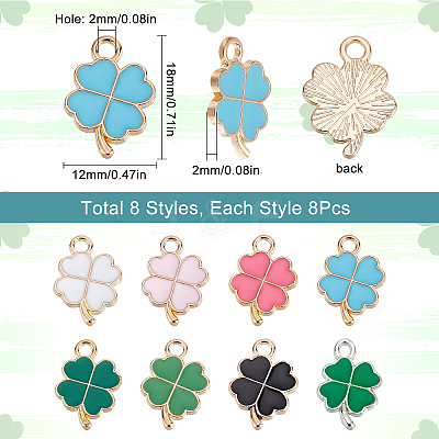 64Pcs 8 Style Alloy Enamel Pendants ENAM-SC0003-01-1