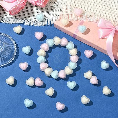 45Pcs 3 Colors Rubberized Style Opaque Acrylic Beads OACR-CJ0002-56-1