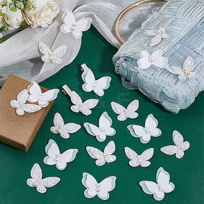 40Pcs 2 Styles Polyester Lace Butterfly Ornament Accessories FIND-NB0007-12-1