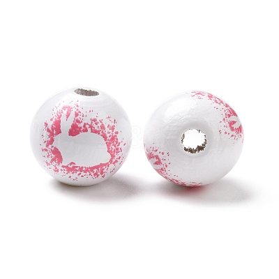 Easter Theme Printed Wood European Beads WOOD-C002-10C-1