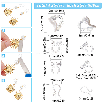 150Pcs 3 Style Plastic Clip-on Earring Findings KY-SC0001-72-1