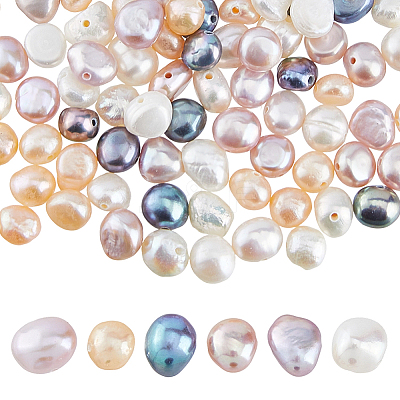 120Pcs 6 Colors Natural Cultured Freshwater Pearl Beads PEAR-HS0001-33-1