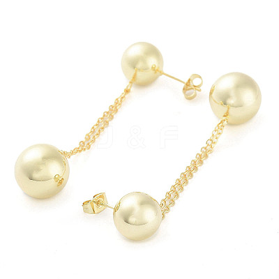 Brass Dangle Stud Earrings for Women EJEW-D088-03G-1