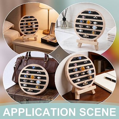 Round Wooden Ring Display Easels RDIS-WH0032-005A-1