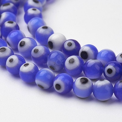 Handmade Evil Eye Lampwork Beads Strands LAMP-J082-04-4mm-1