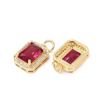 Brass Glass Charms ZIRC-F116-09A-G-1