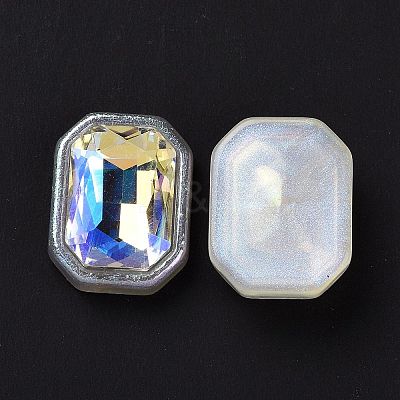 Rainbow Iridescent Plating Acrylic Cabochons X-OACR-E011-08-1
